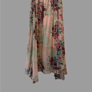 Pleated Soft Pink Blossom Pastel Watercolor Romantic Fairycore Maxi Skirt M